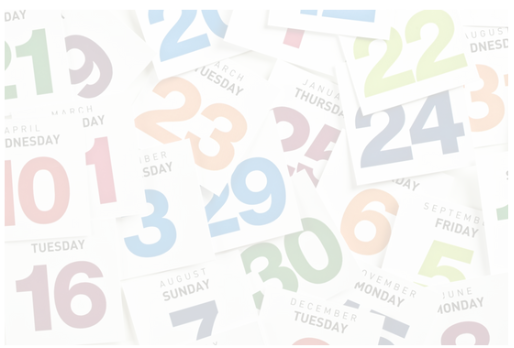 Colourful calendar dates on sticky notes, scattered about in some chaos with muted colours.